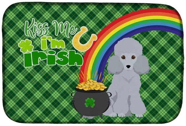 Main image of NEW Toy Silver Poodle St. Patrick's Day Dish Drying Mat Absorbent Dish Drying Mat Pad for Kitchen Counter Dish Drainer Mat for C