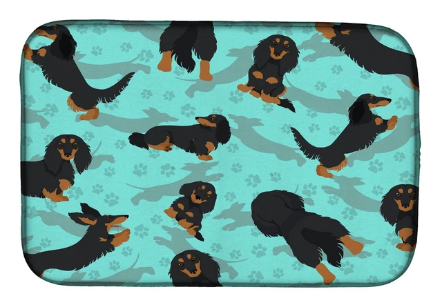 Main image of Longhaired Black Tan Dachshund Dish Drying Mat Absorbent Dish Drying Mat Pad for Kitchen Counter Dish Drainer Mat for Countertop