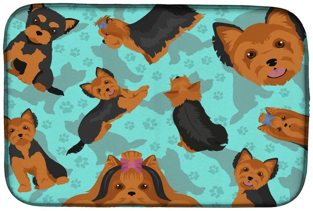 Main image of Black and Tan Yorkie Dish Drying Mat Absorbent Dish Drying Mat Pad for Kitchen Counter Dish Drainer Mat for Countertop, 14 x 21"