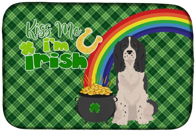 Main image of NEW Black English Springer Spaniel St. Patrick's Day Dish Drying Mat Absorbent Dish Drying Mat Pad for Kitchen Counter Dish Drai