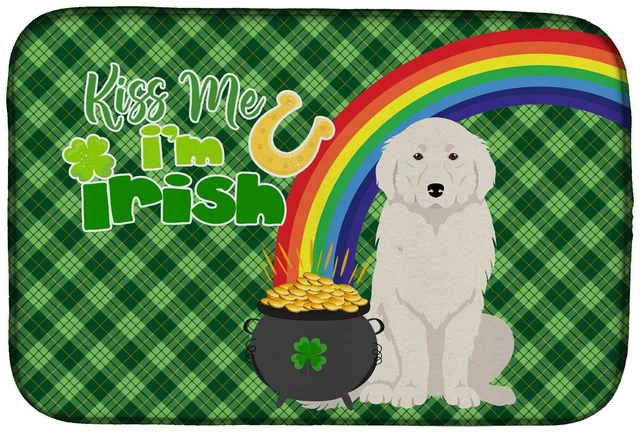 Main image of NEW Great Pyrenees St. Patrick's Day Dish Drying Mat Absorbent Dish Drying Mat Pad for Kitchen Counter Dish Drainer Mat for Coun