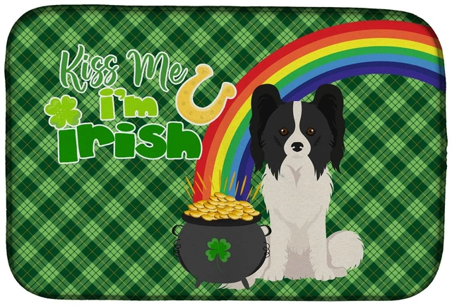 Main image of NEW Black and White Papillon St. Patrick's Day Dish Drying Mat Absorbent Dish Drying Mat Pad for Kitchen Counter Dish Drainer Ma