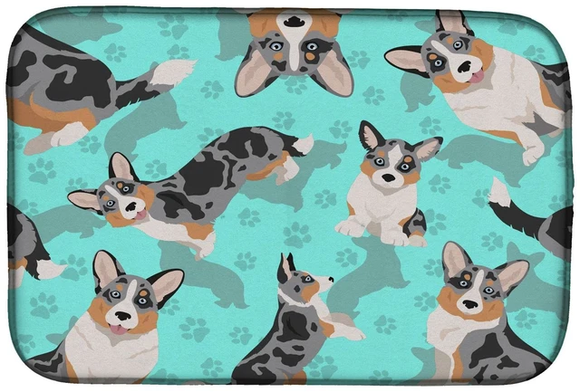 Main image of Blue Merle Welsh Cardigan Corgi Dish Drying Mat Absorbent Dish Drying Mat Pad for Kitchen Counter Dish Drainer Mat for Counterto