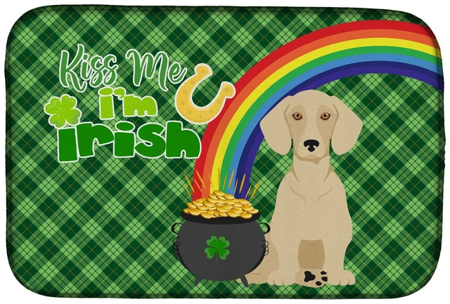 Main image of NEW Cream Dachshund St. Patrick's Day Dish Drying Mat Absorbent Dish Drying Mat Pad for Kitchen Counter Dish Drainer Mat for Cou