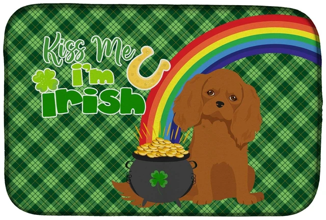 Main image of NEW Ruby Cavalier Spaniel St. Patrick's Day Dish Drying Mat Absorbent Dish Drying Mat Pad for Kitchen Counter Dish Drainer Mat f