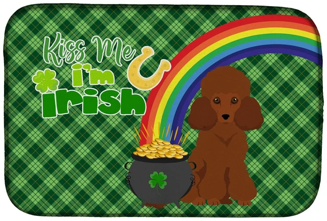 Main image of NEW Toy Red Poodle St. Patrick's Day Dish Drying Mat Absorbent Dish Drying Mat Pad for Kitchen Counter Dish Drainer Mat for Coun