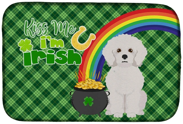 Main image of NEW Bichon Frise St. Patrick's Day Dish Drying Mat Absorbent Dish Drying Mat Pad for Kitchen Counter Dish Drainer Mat for Counte