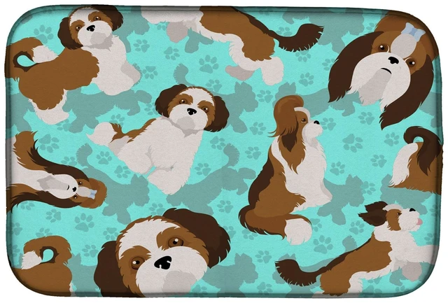 Main image of Shih Tzu Dish Drying Mat Absorbent Dish Drying Mat Pad for Kitchen Counter Dish Drainer Mat for Countertop, 14 x 21", Multicolor