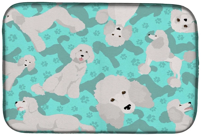 Main image of White Standard Poodle Dish Drying Mat Absorbent Dish Drying Mat Pad for Kitchen Counter Dish Drainer Mat for Countertop, 14 x 21