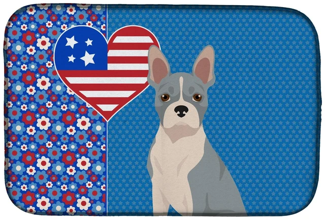 Main image of Blue Boston Terrier USA American Dish Drying Mat Absorbent Dish Drying Mat Pad for Kitchen Counter Dish Drainer Mat for Countert