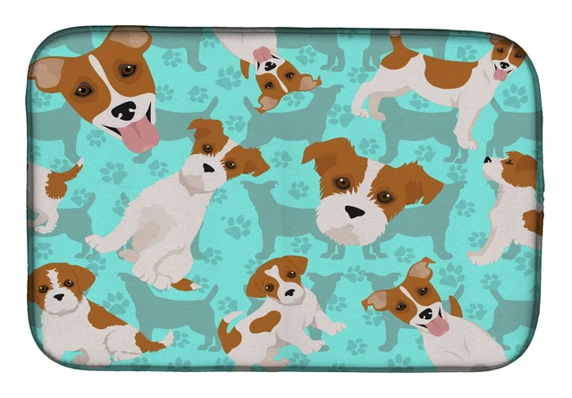 Main image of Red and White Jack Russell Terrier Dish Drying Mat Absorbent Dish Drying Mat Pad for Kitchen Counter Dish Drainer Mat for Counte
