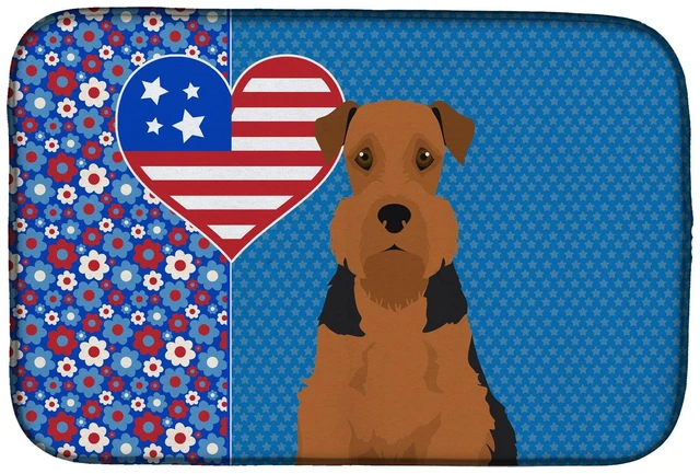 Main image of Black and Tan Airedale Terrier USA American Dish Drying Mat Absorbent Dish Drying Mat Pad for Kitchen Counter Dish Drainer Mat f