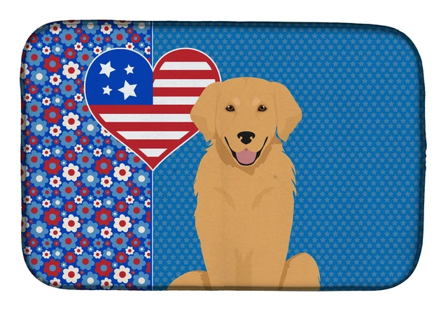 Main image of Gold Golden Retriever USA American Dish Drying Mat Absorbent Dish Drying Mat Pad for Kitchen Counter Dish Drainer Mat for Counte