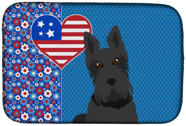 Main image of Black Scottish Terrier USA American Dish Drying Mat Absorbent Dish Drying Mat Pad for Kitchen Counter Dish Drainer Mat for Count