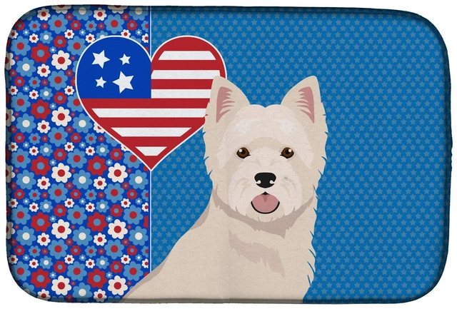 Main image of Westie West Highland White Terrier USA American Dish Drying Mat Absorbent Dish Drying Mat Pad for Kitchen Counter Dish Drainer M