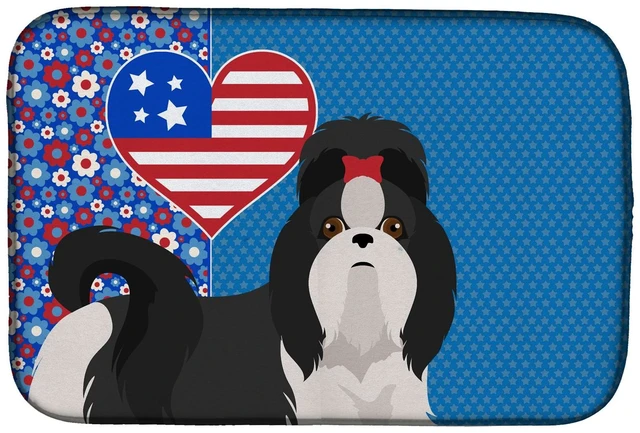 Main image of Black and White Shih Tzu USA American Dish Drying Mat Absorbent Dish Drying Mat Pad for Kitchen Counter Dish Drainer Mat for Cou