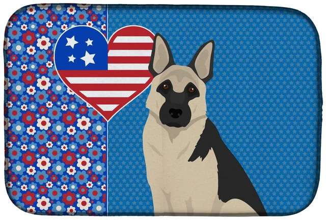 Main image of Black and Silver German Shepherd USA American Dish Drying Mat Absorbent Dish Drying Mat Pad for Kitchen Counter Dish Drainer Mat