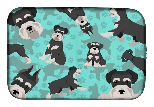 Main image of Black and Silver Schnauzer Dish Drying Mat Absorbent Dish Drying Mat Pad for Kitchen Counter Dish Drainer Mat for Countertop, 14