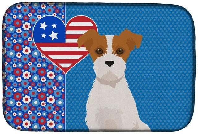 Main image of Brown White Wirehair Jack Russell Terrier USA American Dish Drying Mat Absorbent Dish Drying Mat Pad for Kitchen Counter Dish Dr