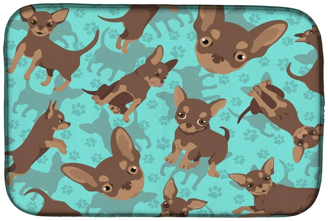 Main image of Chocolate Chihuahua Dish Drying Mat Absorbent Dish Drying Mat Pad for Kitchen Counter Dish Drainer Mat for Countertop, 14 x 21",