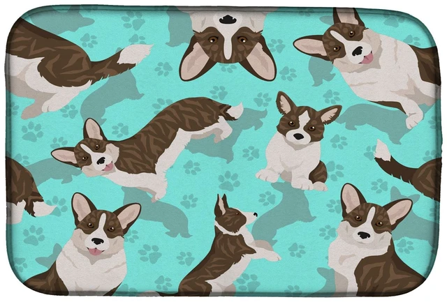 Main image of Brindle Cardigan Corgi Dish Drying Mat Absorbent Dish Drying Mat Pad for Kitchen Counter Dish Drainer Mat for Countertop, 14 x 2