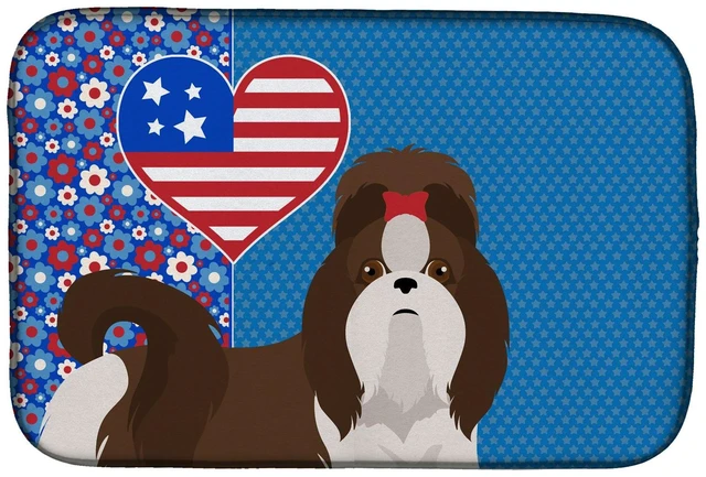 Main image of Liver and White Shih Tzu USA American Dish Drying Mat Absorbent Dish Drying Mat Pad for Kitchen Counter Dish Drainer Mat for Cou
