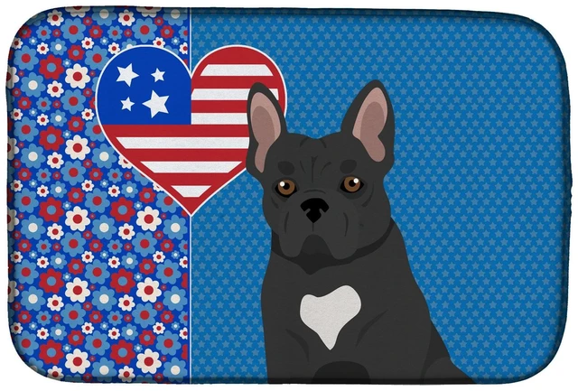 Main image of Black French Bulldog USA American Dish Drying Mat Absorbent Dish Drying Mat Pad for Kitchen Counter Dish Drainer Mat for Counter