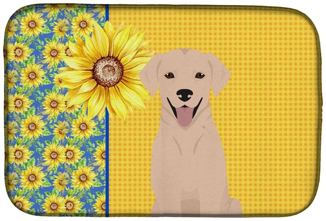 Main image of Summer Sunflowers Yellow Labrador Retriever Dish Drying Mat Absorbent Dish Drying Mat Pad for Kitchen Counter Dish Drainer Mat f
