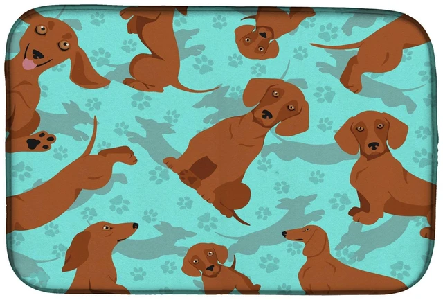 Main image of Red Dachshund Dish Drying Mat Absorbent Dish Drying Mat Pad for Kitchen Counter Dish Drainer Mat for Countertop, 14 x 21", Multi