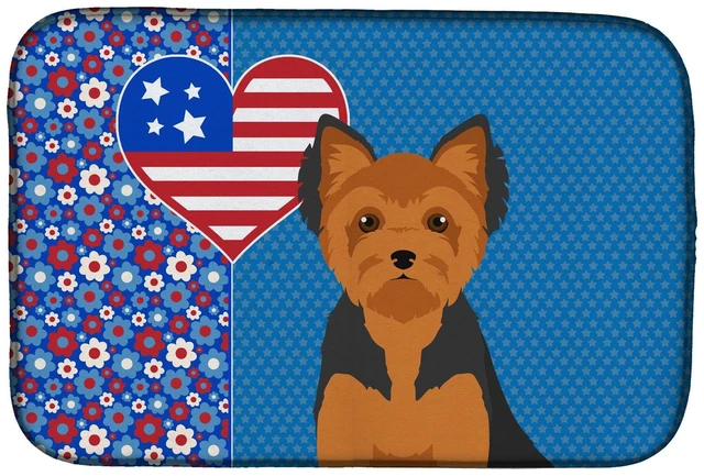 Main image of Black and Tan Puppy Cut Yorkshire Terrier USA American Dish Drying Mat Absorbent Dish Drying Mat Pad for Kitchen Counter Dish Dr