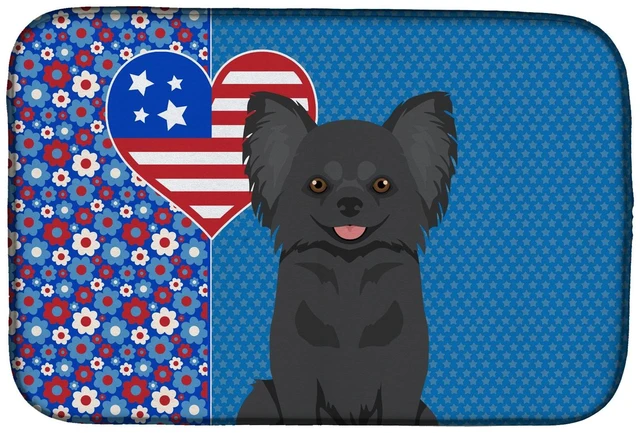 Main image of Longhaired Black Chihuahua USA American Dish Drying Mat Absorbent Dish Drying Mat Pad for Kitchen Counter Dish Drainer Mat for C