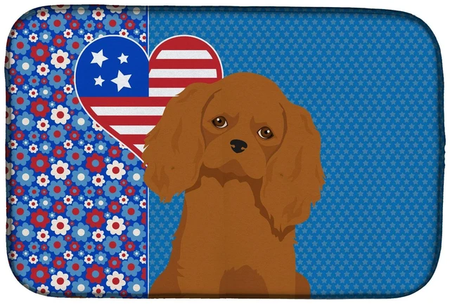 Main image of Ruby Cavalier Spaniel USA American Dish Drying Mat Absorbent Dish Drying Mat Pad for Kitchen Counter Dish Drainer Mat for Counte