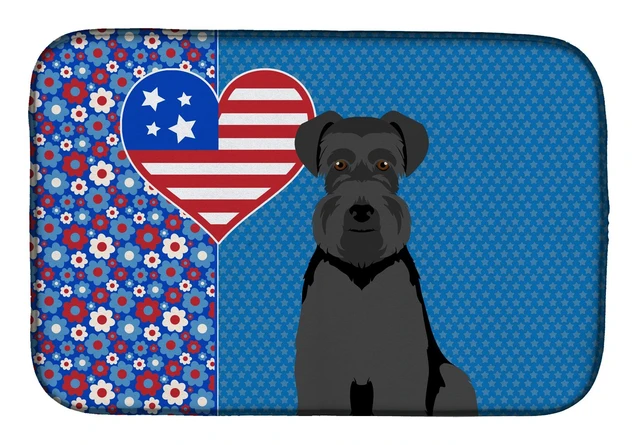 Main image of Black Natural Ears Schnauzer USA American Dish Drying Mat Absorbent Dish Drying Mat Pad for Kitchen Counter Dish Drainer Mat for