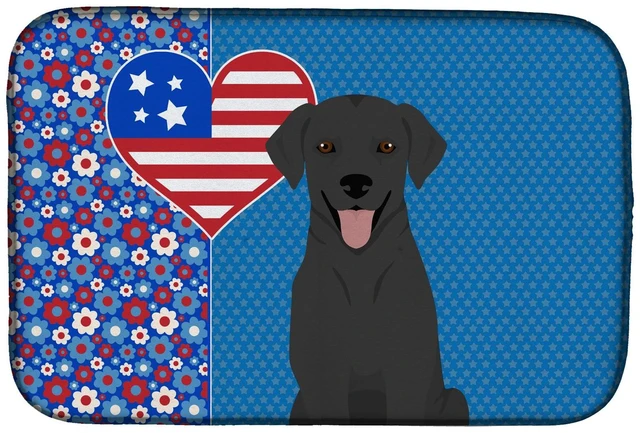 Main image of Black Labrador Retriever USA American Dish Drying Mat Absorbent Dish Drying Mat Pad for Kitchen Counter Dish Drainer Mat for Cou