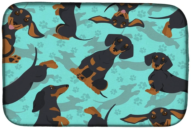 Main image of Black and Tan Dachshund Dish Drying Mat Absorbent Dish Drying Mat Pad for Kitchen Counter Dish Drainer Mat for Countertop, 14 x