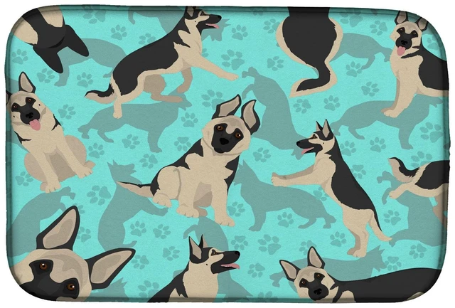 Main image of Black and Silver German Shepherd Dish Drying Mat Absorbent Dish Drying Mat Pad for Kitchen Counter Dish Drainer Mat for Countert