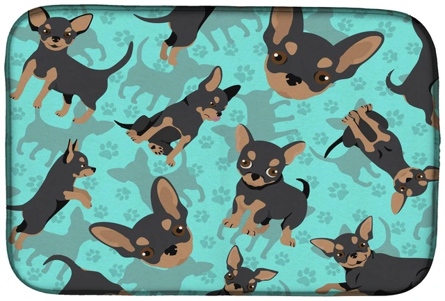 Main image of Black and Tan Chihuahua Dish Drying Mat Absorbent Dish Drying Mat Pad for Kitchen Counter Dish Drainer Mat for Countertop, 14 x