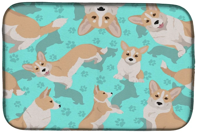 Main image of Fawn Cardigan Corgi Dish Drying Mat Absorbent Dish Drying Mat Pad for Kitchen Counter Dish Drainer Mat for Countertop, 14 x 21",