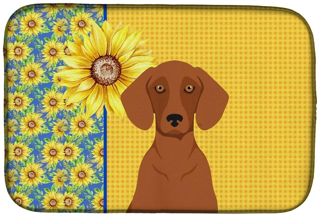 Main image of Summer Sunflowers Red Dachshund Dish Drying Mat Absorbent Dish Drying Mat Pad for Kitchen Counter Dish Drainer Mat for Counterto