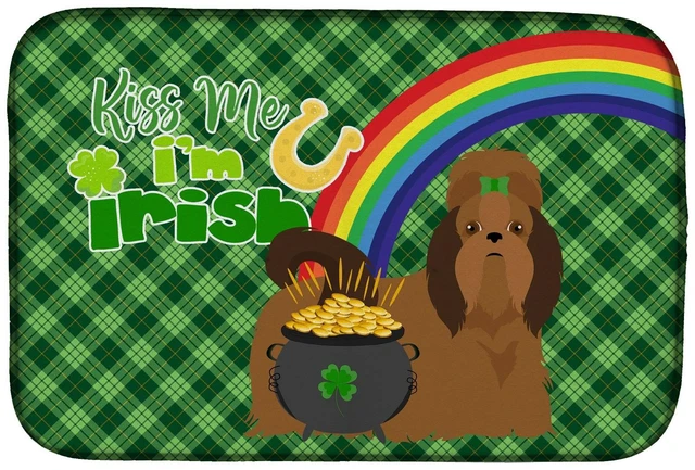 Main image of NEW Red Shih Tzu St. Patrick's Day Dish Drying Mat Absorbent Dish Drying Mat Pad for Kitchen Counter Dish Drainer Mat for Counte