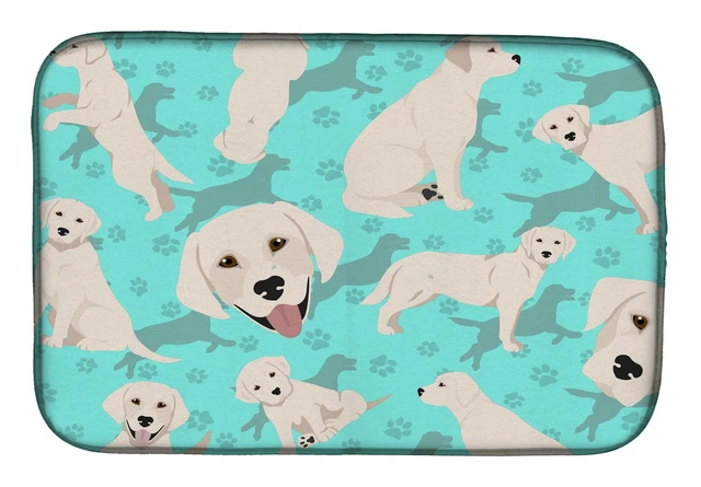Main image of White Cream Labrador Retriever Dish Drying Mat Absorbent Dish Drying Mat Pad for Kitchen Counter Dish Drainer Mat for Countertop