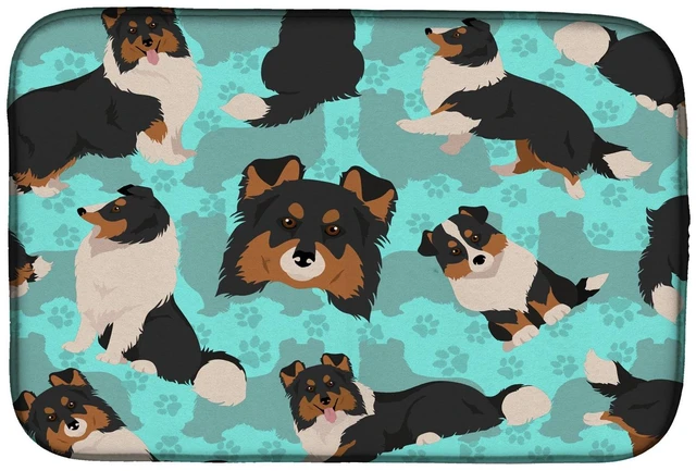 Main image of Tricolor Sheltie Dish Drying Mat Absorbent Dish Drying Mat Pad for Kitchen Counter Dish Drainer Mat for Countertop, 14 x 21", Mu
