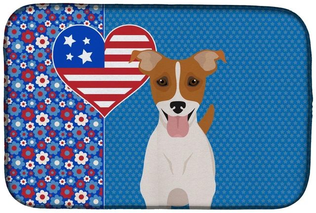 Main image of Brown White Smooth Jack Russell Terrier USA American Dish Drying Mat Absorbent Dish Drying Mat Pad for Kitchen Counter Dish Drai
