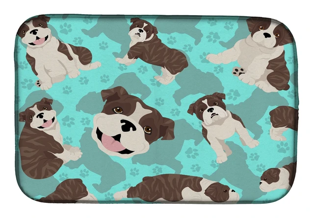 Main image of Brindle English Bulldog Dish Drying Mat Absorbent Dish Drying Mat Pad for Kitchen Counter Dish Drainer Mat for Countertop, 14 x