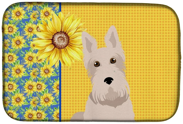 Main image of Summer Sunflowers Wheaten Scottish Terrier Dish Drying Mat Absorbent Dish Drying Mat Pad for Kitchen Counter Dish Drainer Mat fo