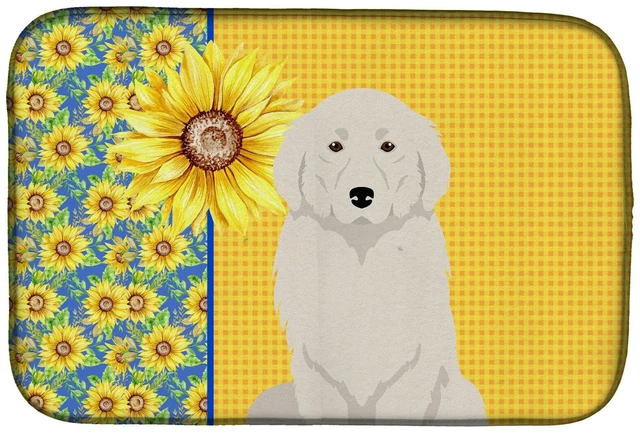 Main image of Summer Sunflowers Great Pyrenees Dish Drying Mat Absorbent Dish Drying Mat Pad for Kitchen Counter Dish Drainer Mat for Countert
