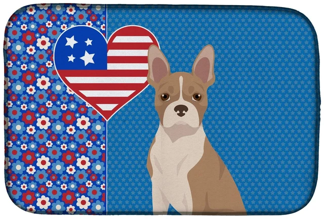 Main image of Fawn Boston Terrier USA American Dish Drying Mat Absorbent Dish Drying Mat Pad for Kitchen Counter Dish Drainer Mat for Countert