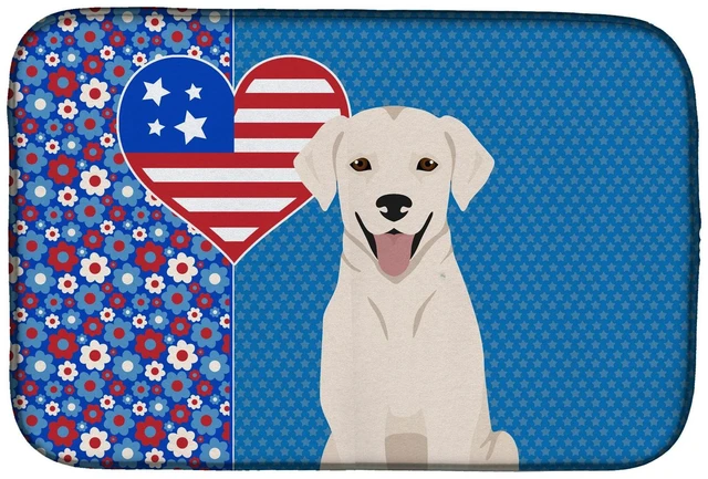 Main image of White Cream Labrador Retriever USA American Dish Drying Mat Absorbent Dish Drying Mat Pad for Kitchen Counter Dish Drainer Mat f