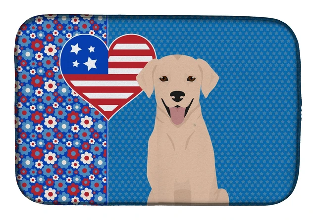 Main image of Yellow Labrador Retriever USA American Dish Drying Mat Absorbent Dish Drying Mat Pad for Kitchen Counter Dish Drainer Mat for Co