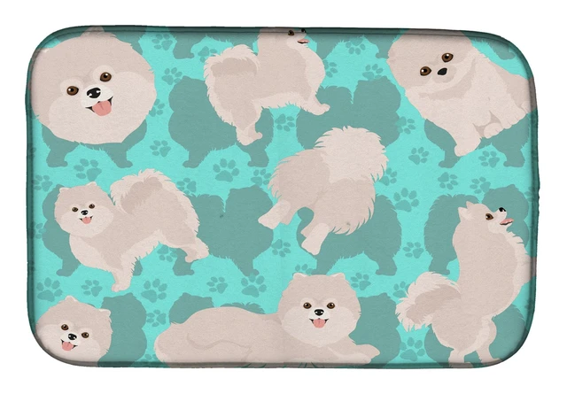 Main image of White Pomeranian Dish Drying Mat Absorbent Dish Drying Mat Pad for Kitchen Counter Dish Drainer Mat for Countertop, 14 x 21", Mu